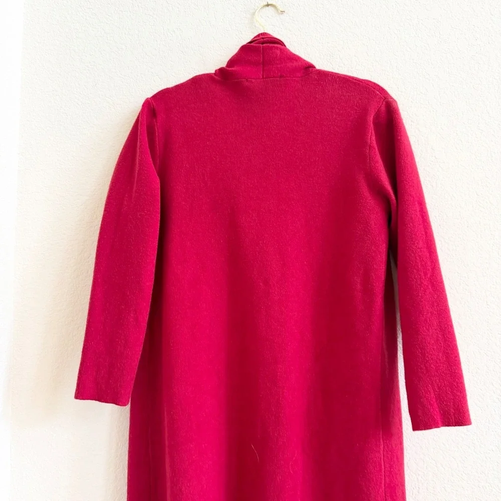 Maxsport Womens‎ Red Longline Open Front Shawl Collar Cardigan Sweater M